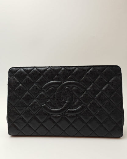 CHANEL Timeless Caviar Leather Clutch Bag – Black