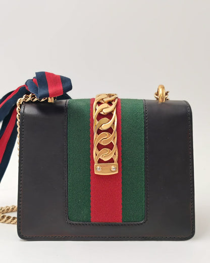 Gucci Sylvie Mini Bag | Black | Gold Hardware | Gently Used