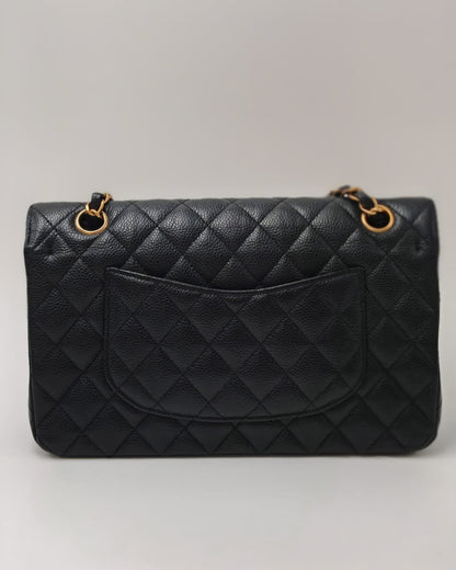 Chanel Classic Medium Double Flap Bag in Black Caviar Leather with Gold-Tone Hardware