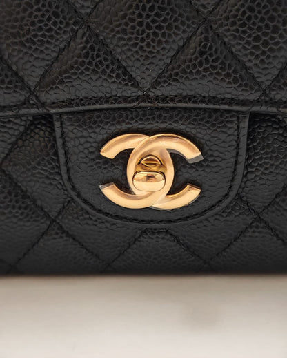 Chanel Classic Medium Double Flap Bag in Black Caviar Leather with Gold-Tone Hardware