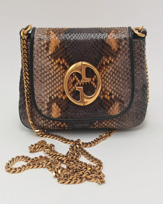 Gucci GG Python Leather Shoulder Bag – Gold Hardware, Exotic Skin