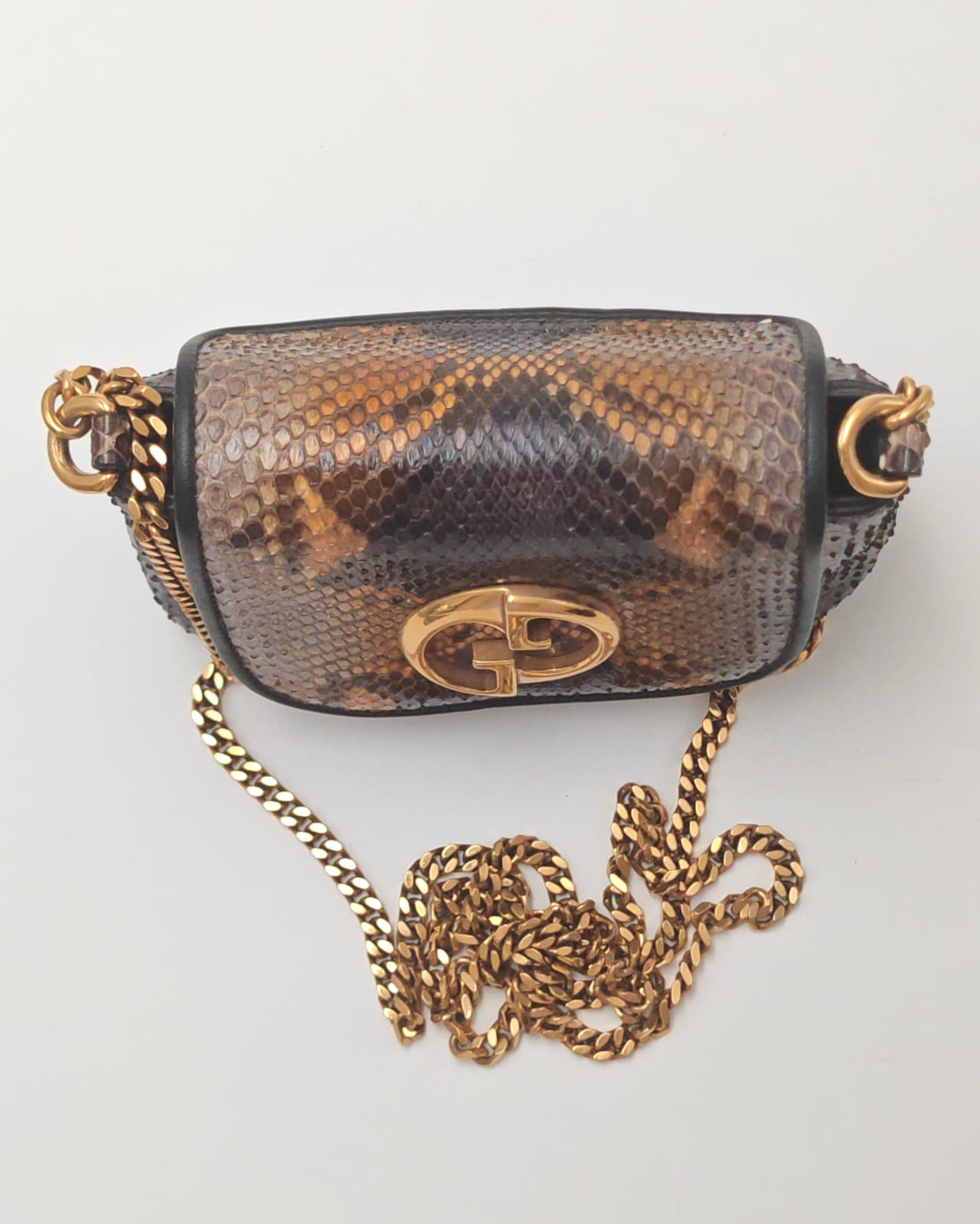 Gucci GG Python Leather Shoulder Bag – Gold Hardware, Exotic Skin
