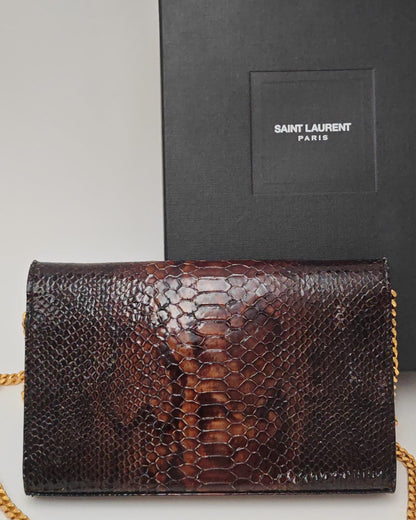 Saint Laurent Kate Python Leather Chain Bag – Brown with Gold Hardware