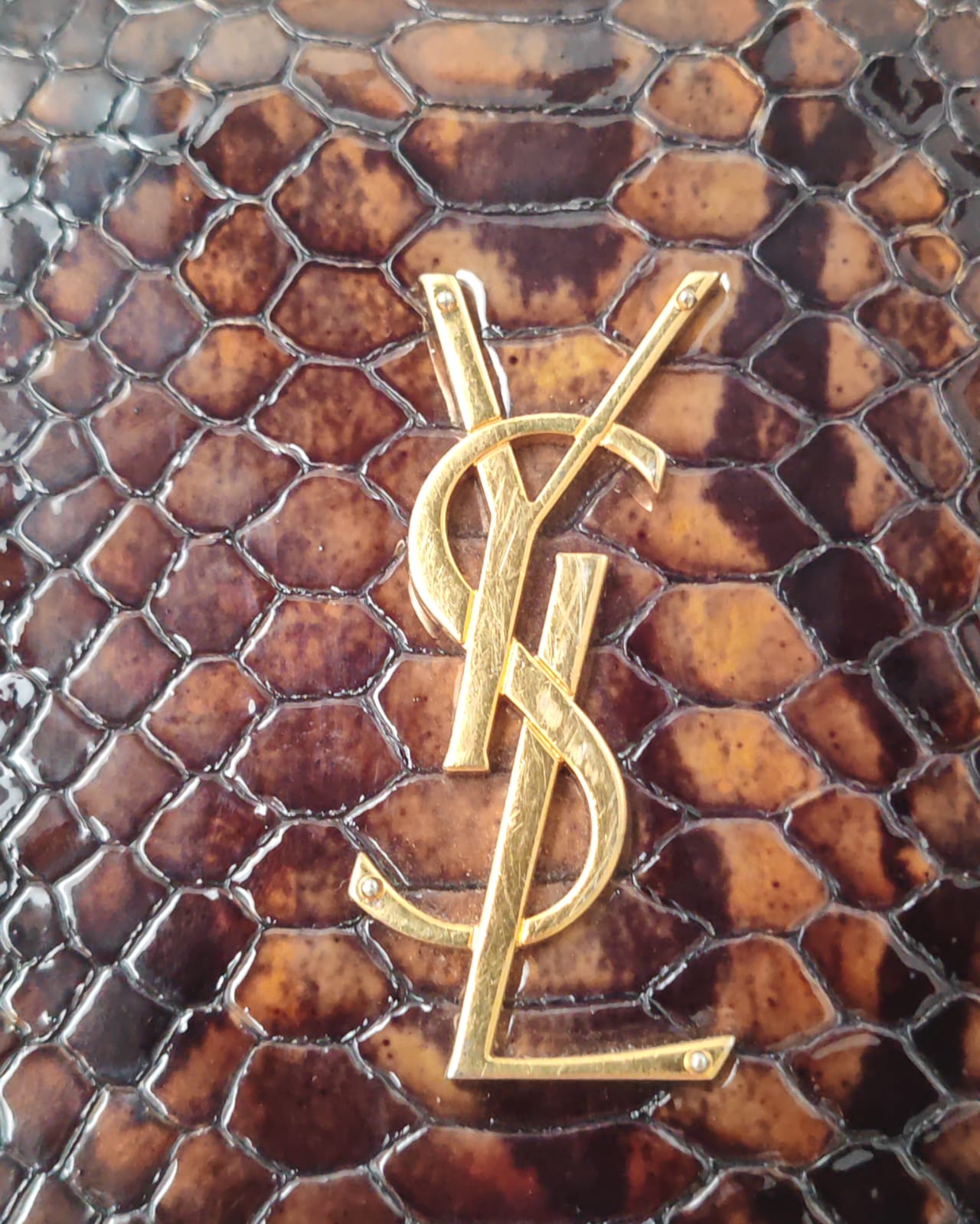 Saint Laurent Kate Python Leather Chain Bag – Brown with Gold Hardware