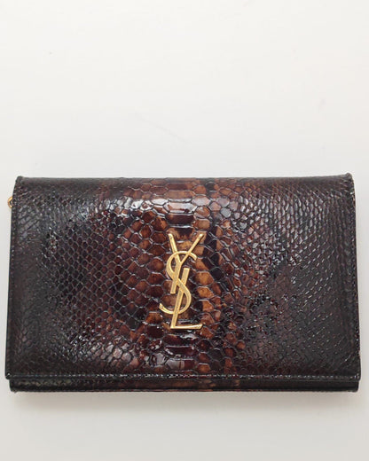 Saint Laurent Kate Python Leather Chain Bag – Brown with Gold Hardware