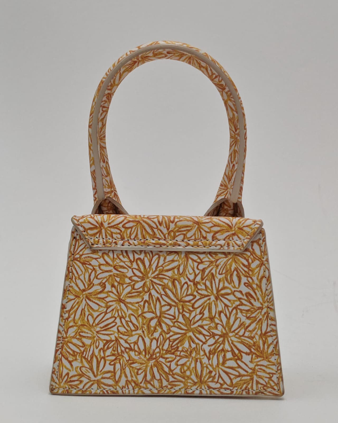 Jacquemus Le Chiquito Mini Top Handle Bag in Mustard Floral Canvas