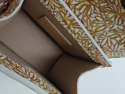 Jacquemus Le Chiquito Mini Top Handle Bag in Mustard Floral Canvas