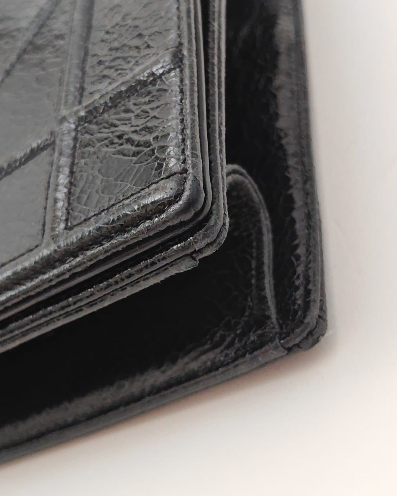 Christian Dior Diorama Flap Bag in Black Crinkled Patent Calfskin with Silver-Tone Hardware