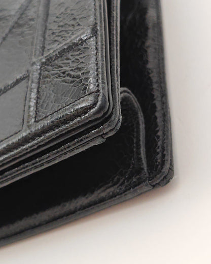 Christian Dior Diorama Flap Bag in Black Crinkled Patent Calfskin with Silver-Tone Hardware