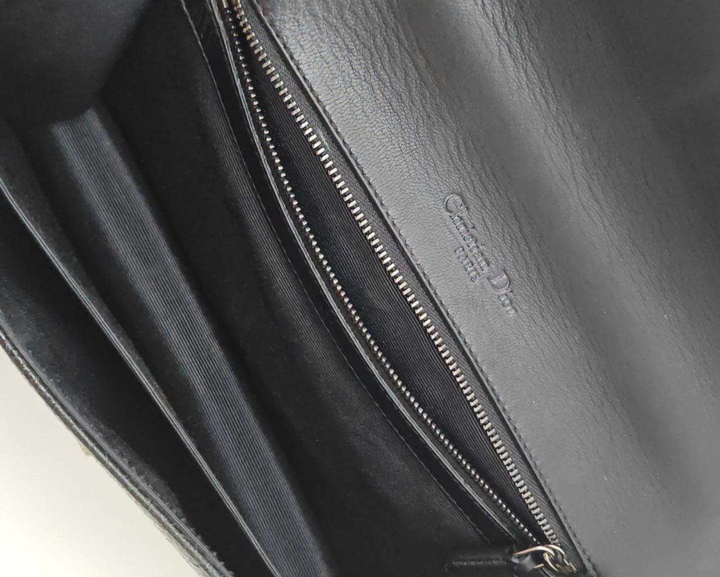 Christian Dior Diorama Flap Bag in Black Crinkled Patent Calfskin with Silver-Tone Hardware