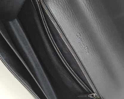 Christian Dior Diorama Flap Bag in Black Crinkled Patent Calfskin with Silver-Tone Hardware