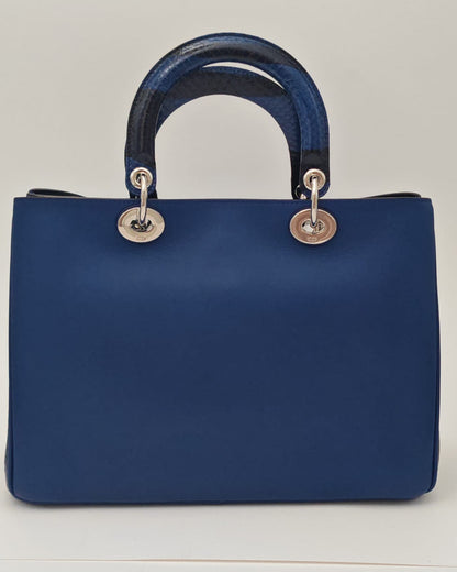 CHRISTIAN DIOR  Calfskin Medium Diorissimo Bag with Python Handles and Strap