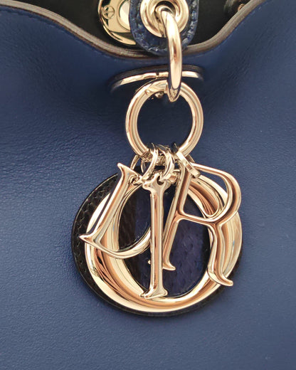 CHRISTIAN DIOR  Calfskin Medium Diorissimo Bag with Python Handles and Strap