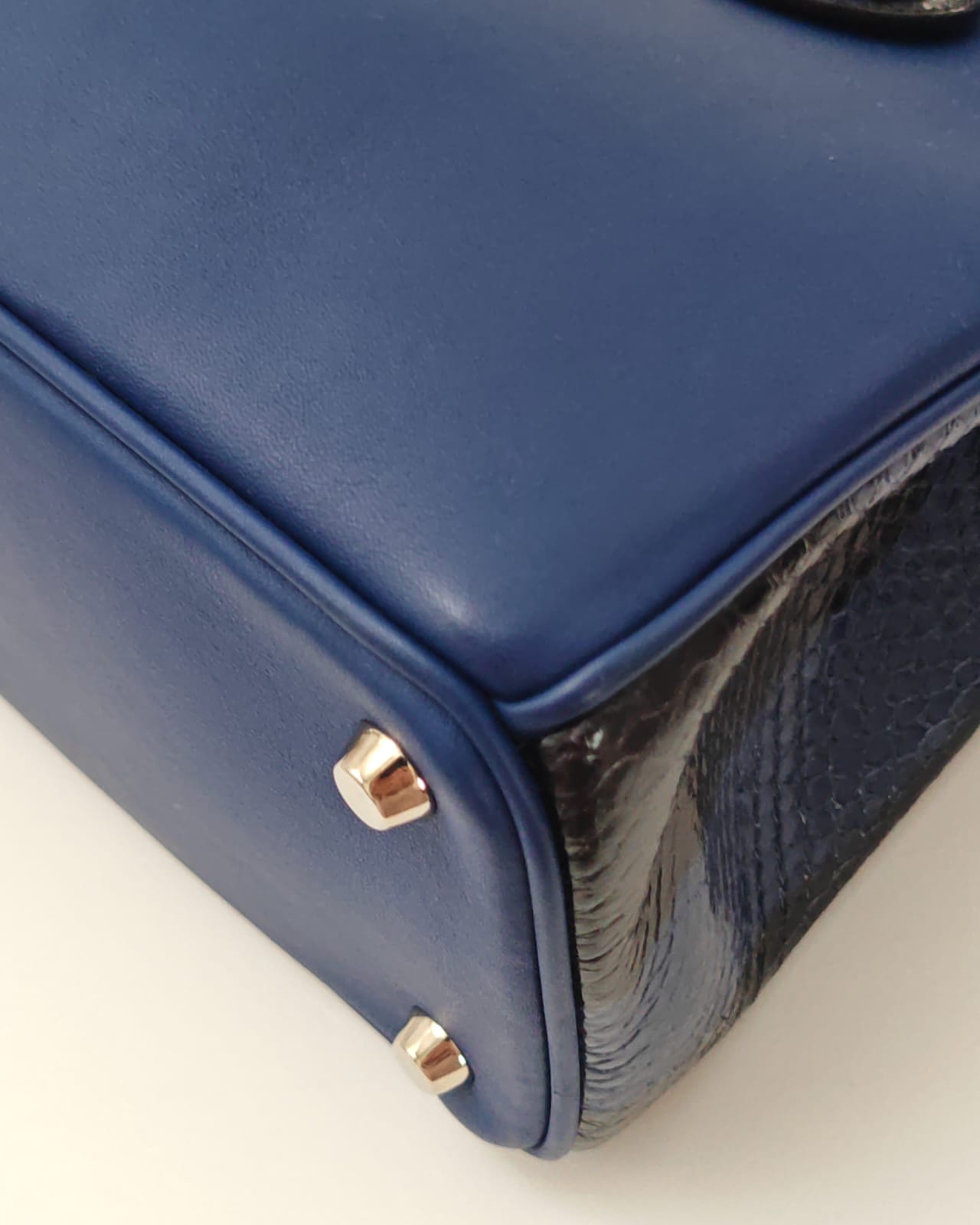 CHRISTIAN DIOR  Calfskin Medium Diorissimo Bag with Python Handles and Strap