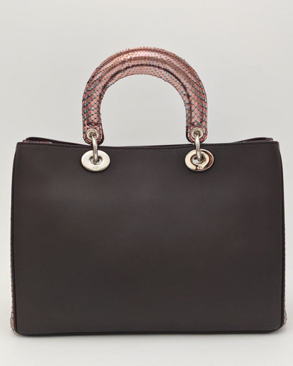 Dior Dark Burgundy/Pink Leather and Python Medium Diorissimo Tote