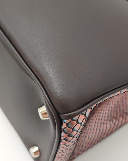 Dior Dark Burgundy/Pink Leather and Python Medium Diorissimo Tote