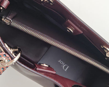 Dior Dark Burgundy/Pink Leather and Python Medium Diorissimo Tote