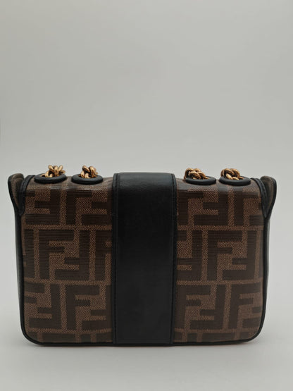 Fendi Kan U Small FF Canvas Shoulder Bag with Chain Strap