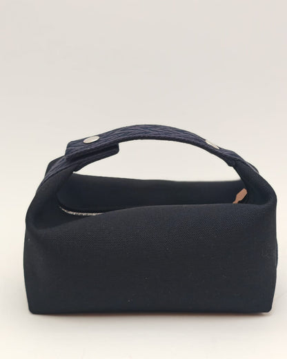 Hermès Canvas Toiletry Pouch / Mini Bag in Navy Blue