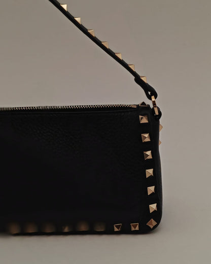 Valentino Garavani Rockstud Leather Shoulder Bag – Black