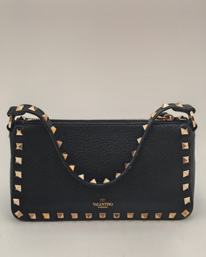 Valentino Garavani Rockstud Leather Shoulder Bag – Black