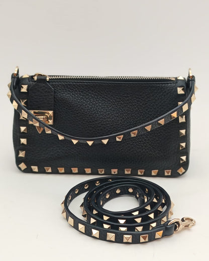 Valentino Garavani Rockstud Leather Shoulder Bag – Black