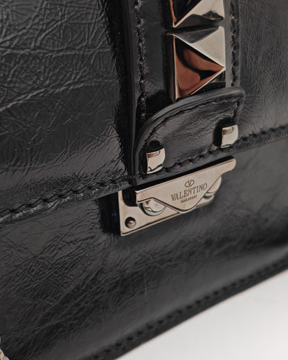 Valentino Garavani Rockstud Crossbody Bag in Black Crinkled Leather