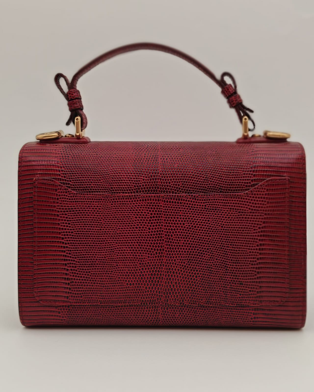 Dolce & Gabbana Lucia Lizard-Embossed Shoulder Bag in Burgundy