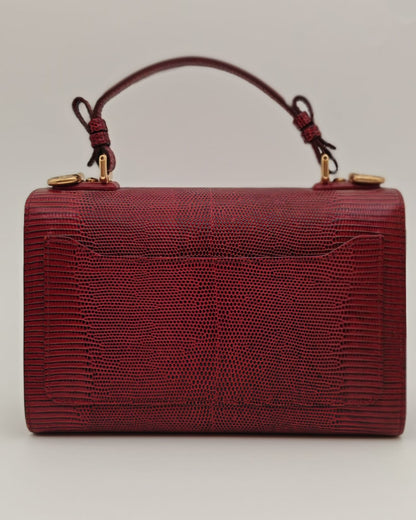 Dolce & Gabbana Lucia Lizard-Embossed Shoulder Bag in Burgundy
