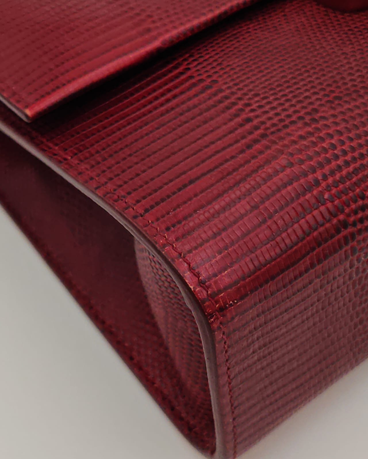 Dolce & Gabbana Lucia Lizard-Embossed Shoulder Bag in Burgundy