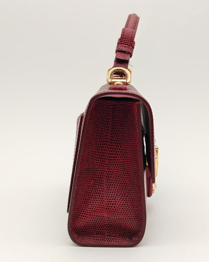 Dolce & Gabbana Lucia Lizard-Embossed Shoulder Bag in Burgundy