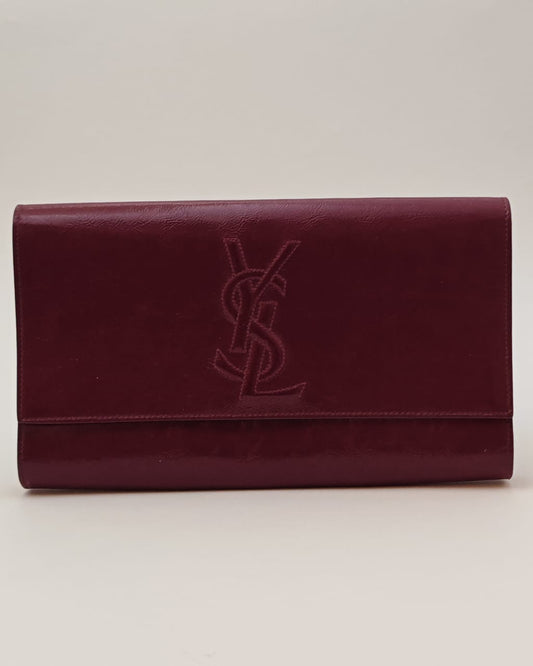 Yves Saint Laurent Classic Y Ligne Clutch – Burgundy Patent Leather