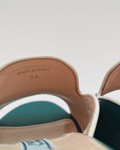 PRADA Wedge Platform Saffiano Sandals