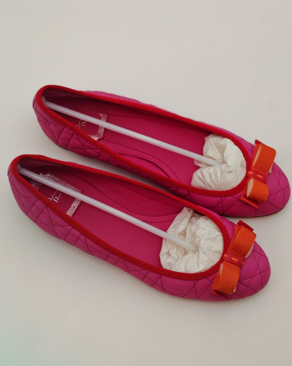 Dior Pink Quilted Cannage Leather "My Dior" Ballet Flats - 36.5 - BRAND NEW