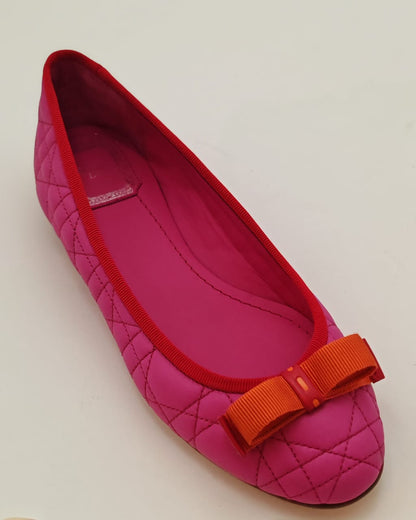 Dior Pink Quilted Cannage Leather "My Dior" Ballet Flats - 36.5 - BRAND NEW