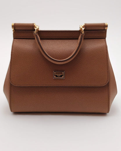 Dolce & Gabbana Medium Sicily Top Handle Bag – Brown Dauphine Calfskin