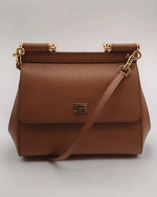 Dolce & Gabbana Medium Sicily Top Handle Bag – Brown Dauphine Calfskin