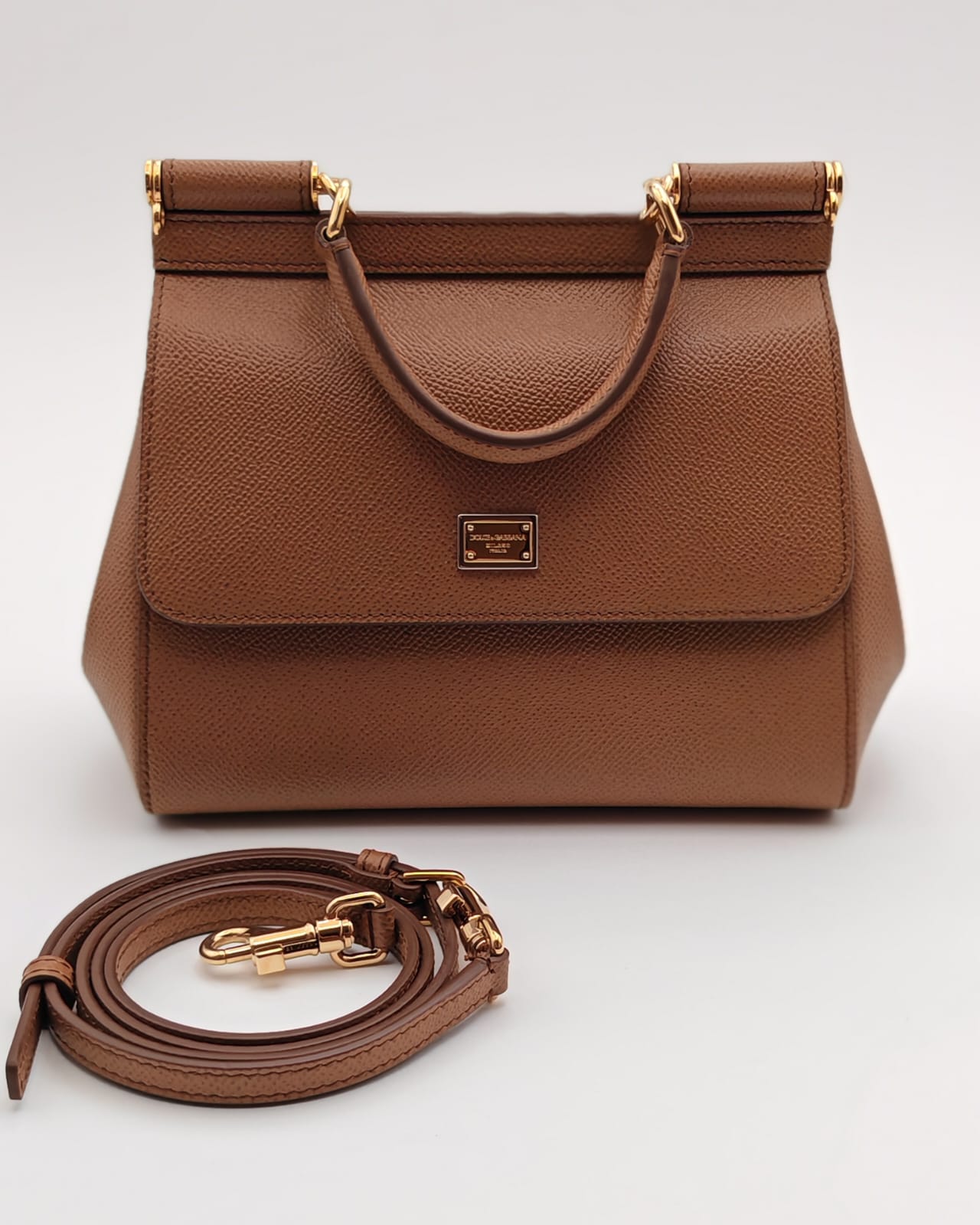 Dolce & Gabbana Medium Sicily Top Handle Bag – Brown Dauphine Calfskin