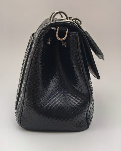 Christian Dior Black Python Top-Handle Bag