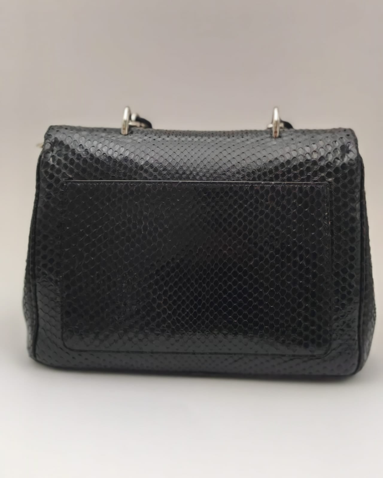 Christian Dior Black Python Top-Handle Bag