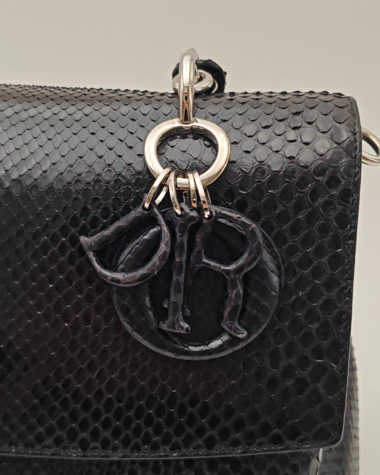 Christian Dior Black Python Top-Handle Bag