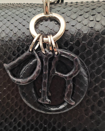 Christian Dior Black Python Top-Handle Bag