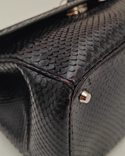 Christian Dior Black Python Top-Handle Bag
