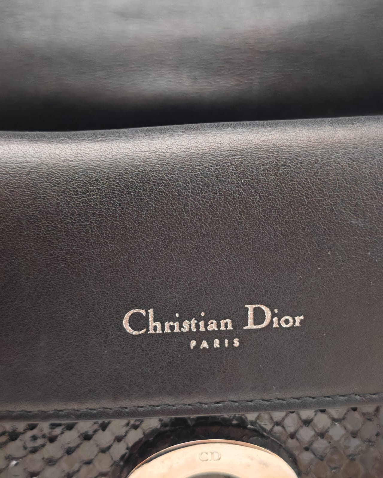Christian Dior Black Python Top-Handle Bag