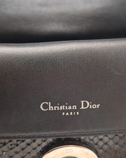 Christian Dior Black Python Top-Handle Bag