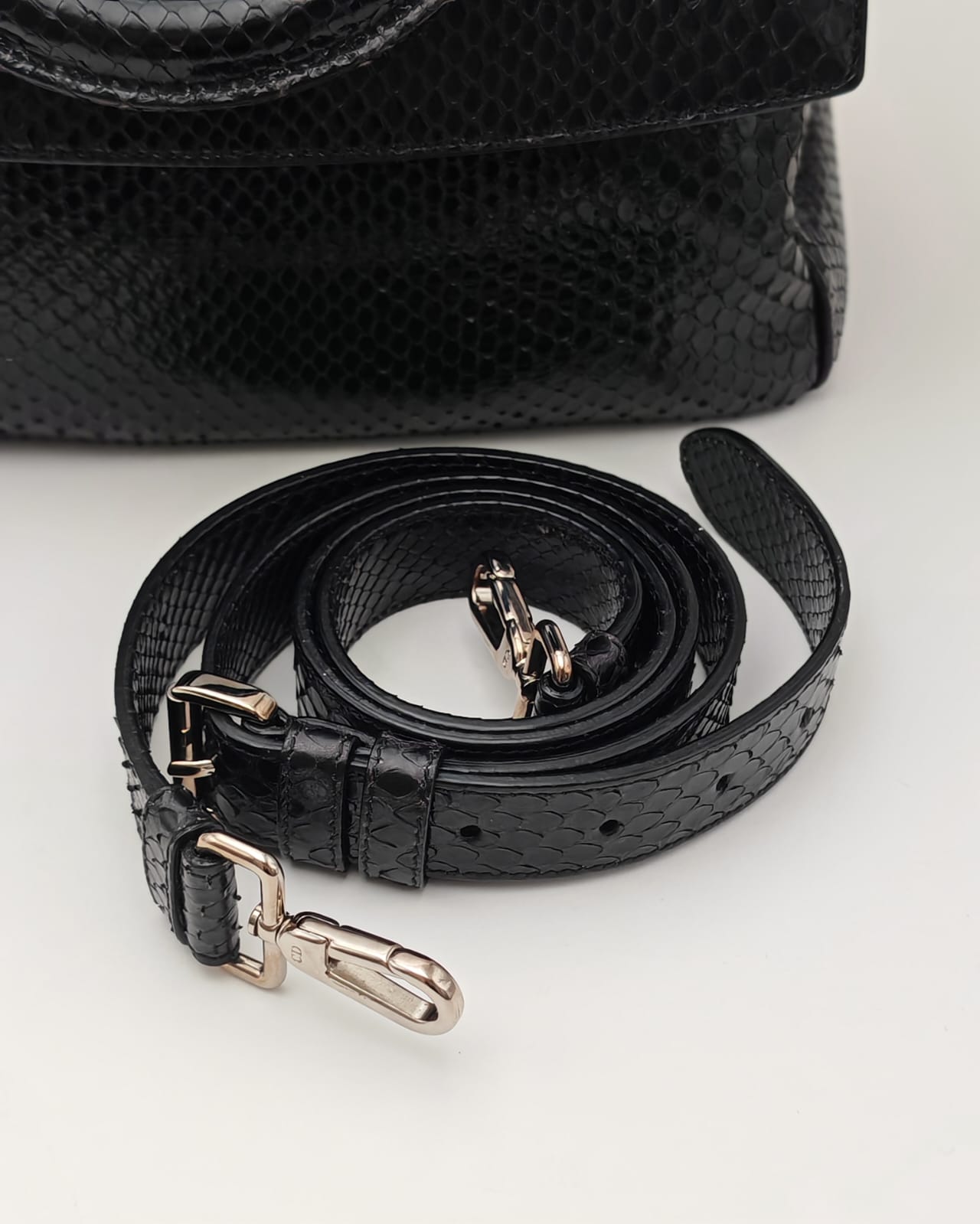 Christian Dior Black Python Top-Handle Bag