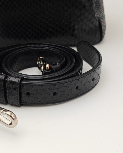 Christian Dior Black Python Top-Handle Bag