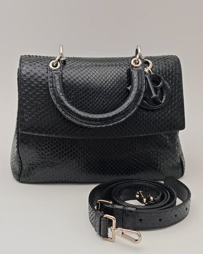Christian Dior Black Python Top-Handle Bag