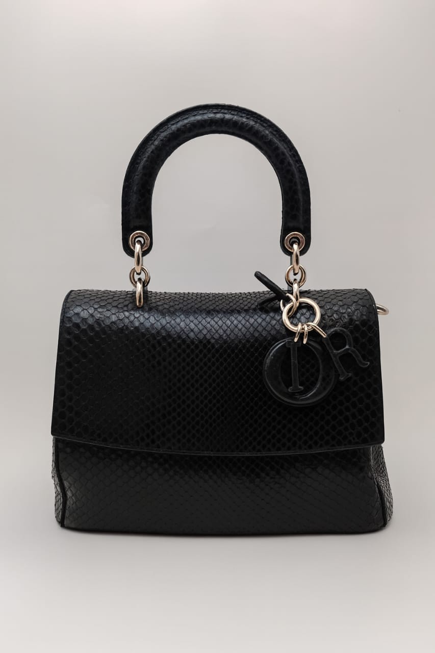 Christian Dior Black Python Top-Handle Bag