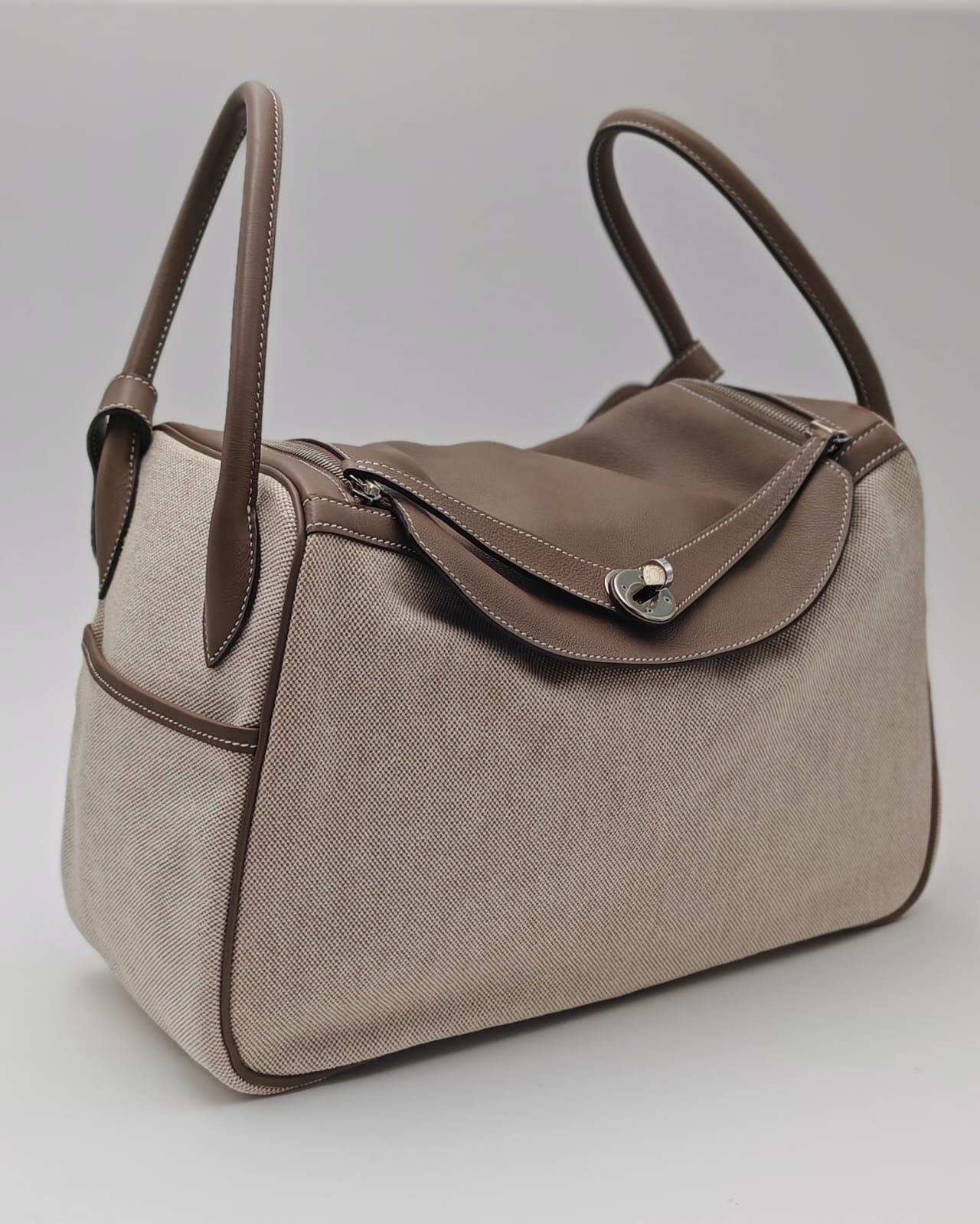 Hermès Lindy 34 Toile Canvas & Clemence Leather Tote